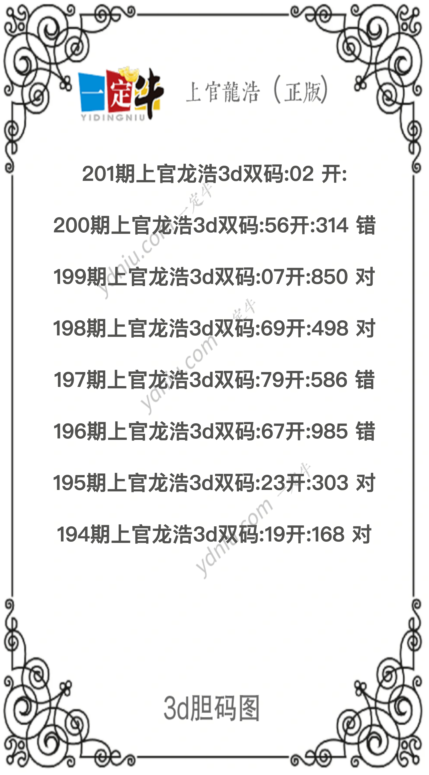 201期上官龙浩3d双码双号图谜